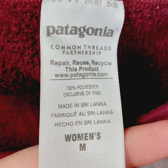Patagonia Better Sweater Women's Fleece Jacket Burgundy Red Winter Ski Top P4032 - Picture 6 of 8
